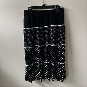 Cathy Daniels Black and White Polka Dot Midi Skirt